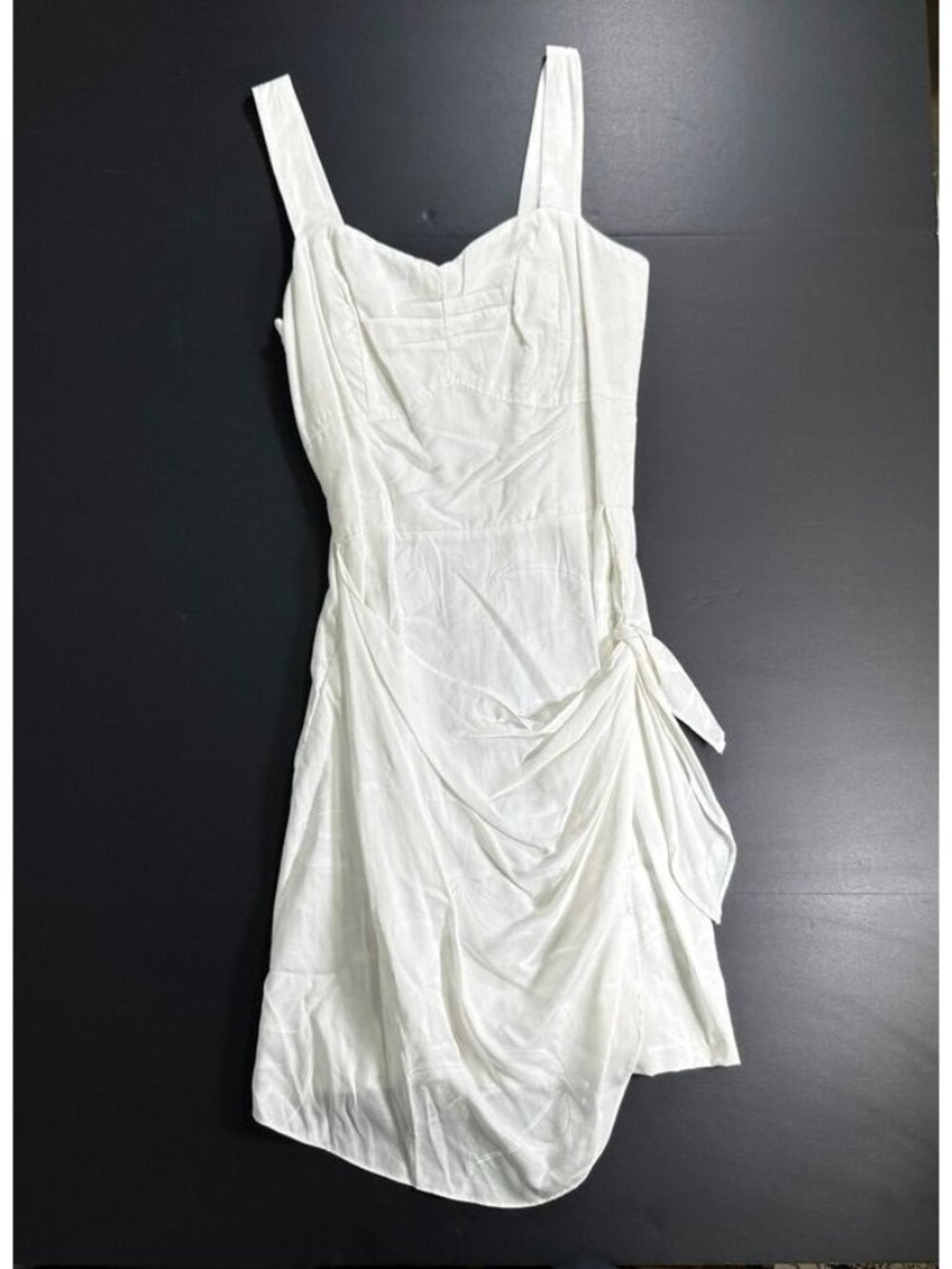 Vintage PARADISE FOUND Sarong Sundress Mini Dress Bamboo Eggshell  Size MEDIUM